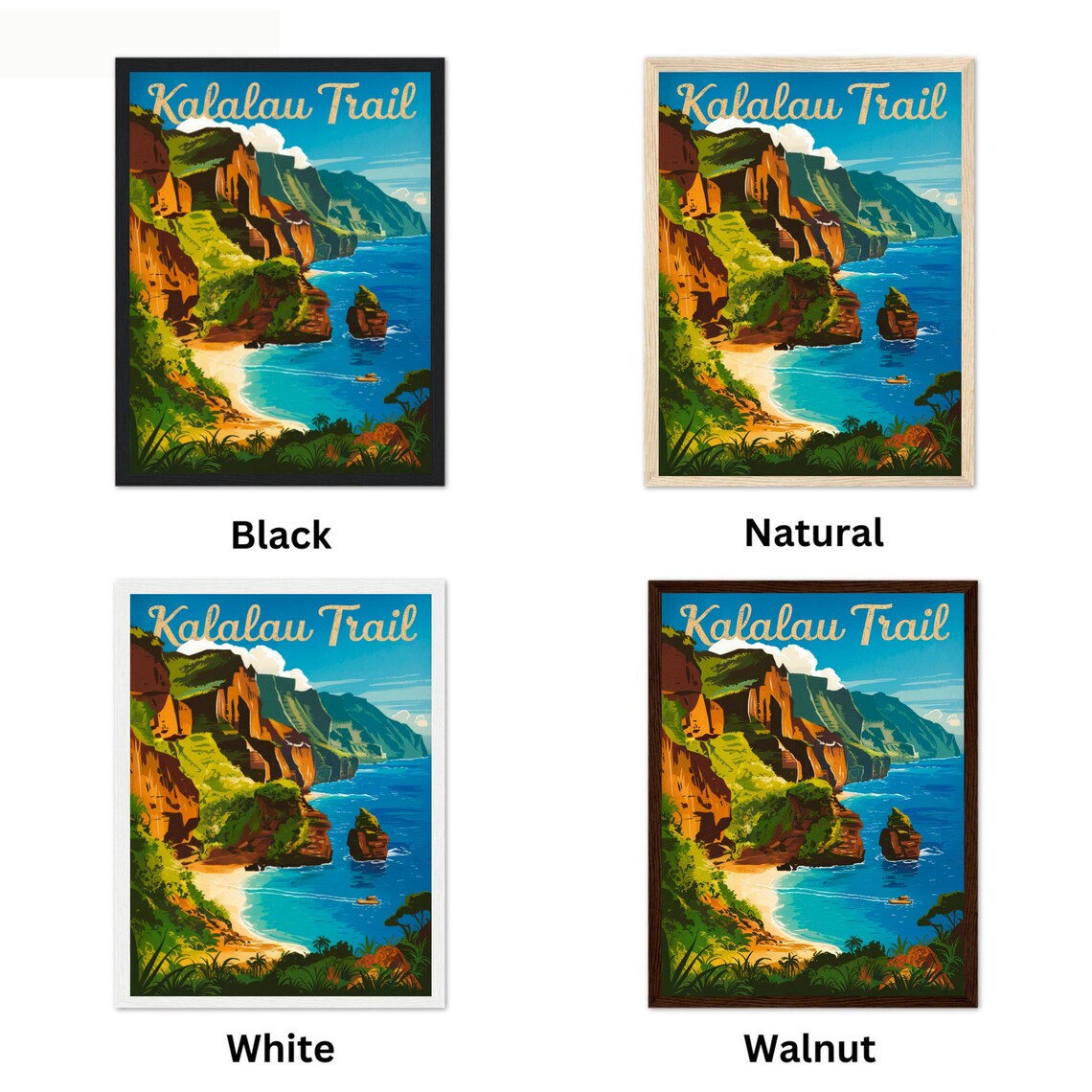 Kalalau Trail Vintage Travel Poster, Hawaii Travel Poster - Image 4