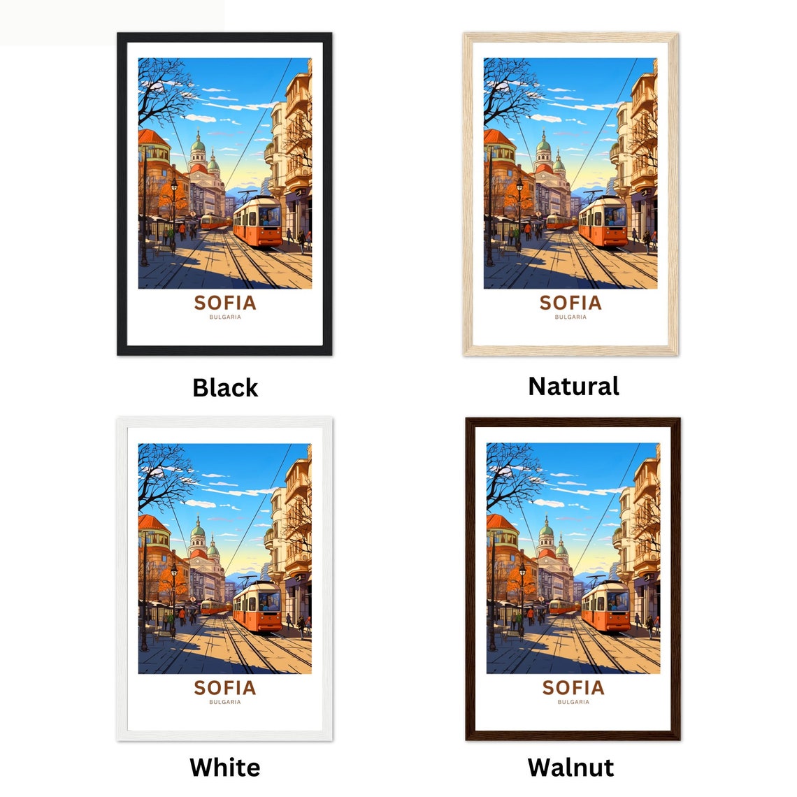 Sofia Bulgaria Customizable Tram Street Travel Poster Artwork - Image 2