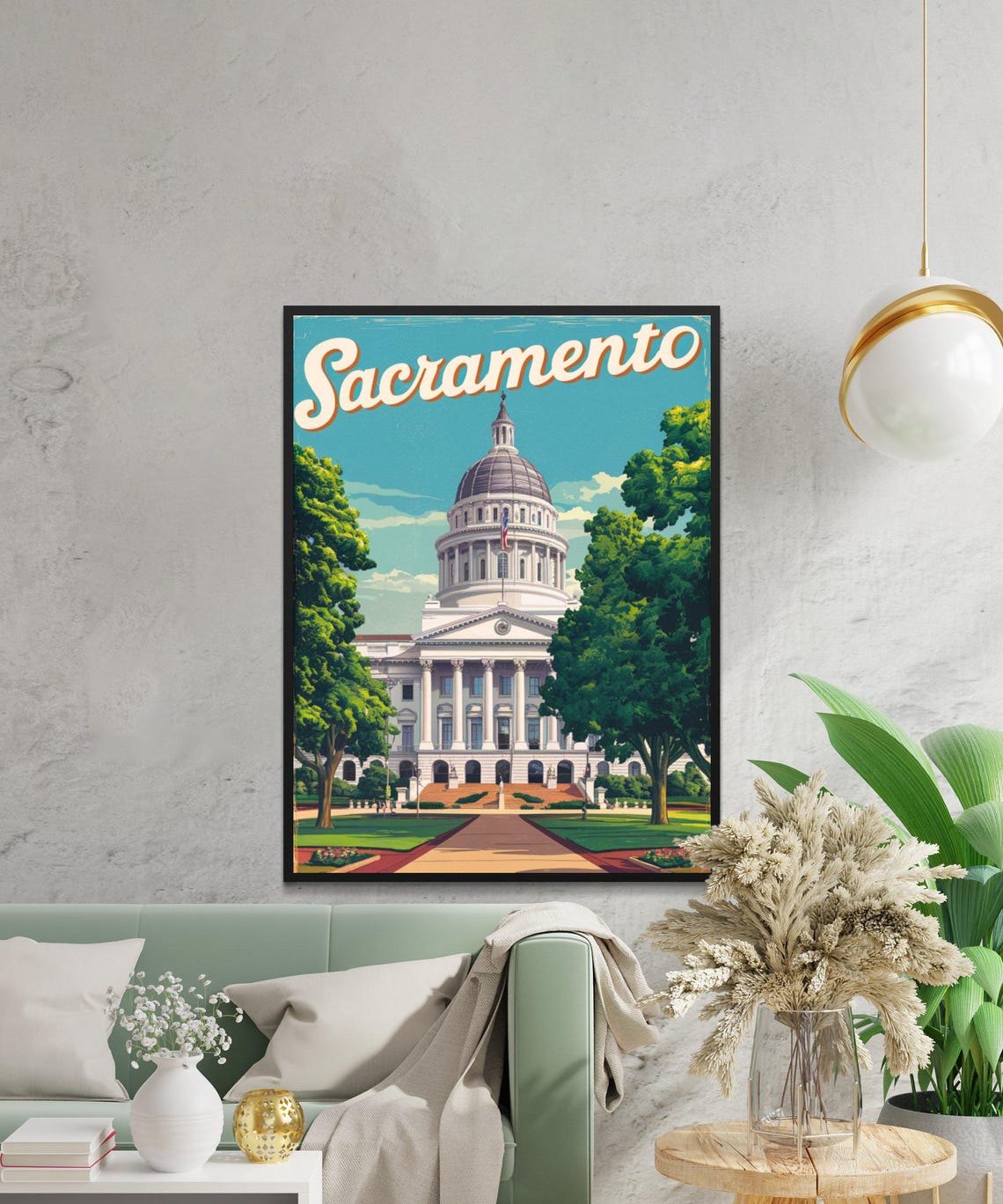 Sacramento California State Capitol Building Vintage Travel Poster - Image 3