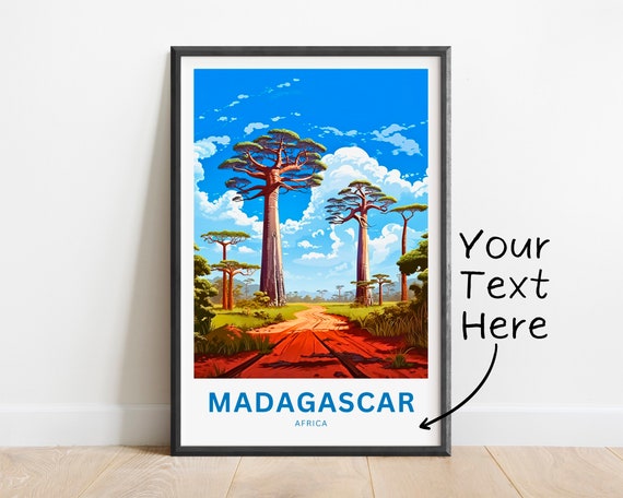 Personalized Madagascar Travel Print Madagascar Poster Africa Wall Art Framed Present Gift Africa Present