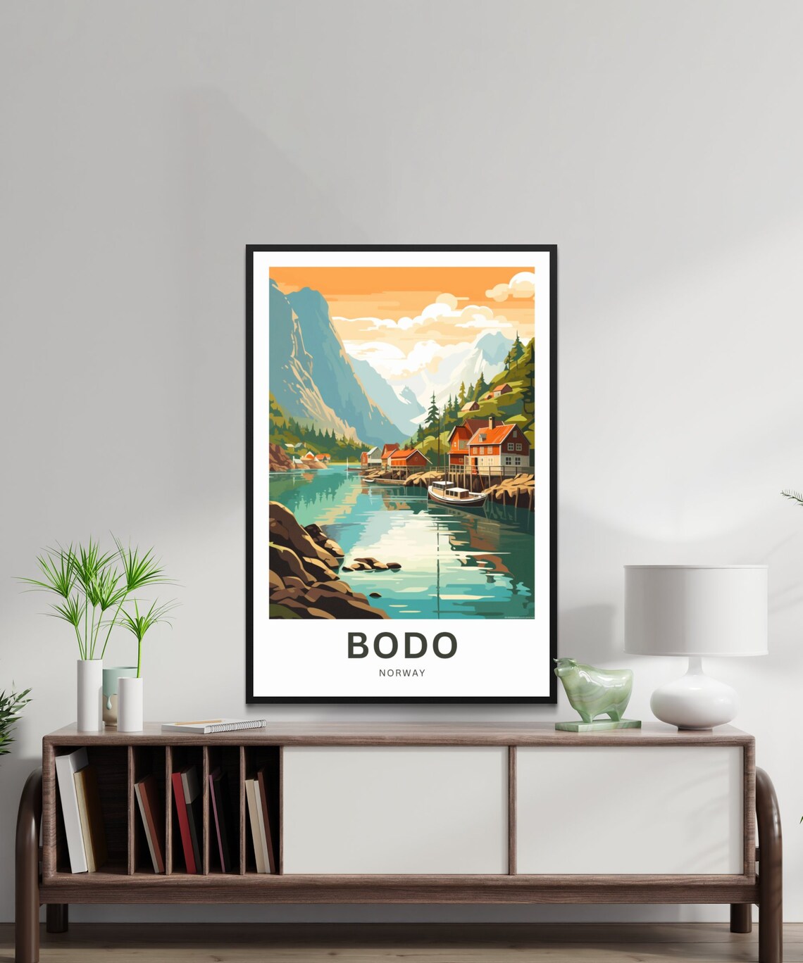 Bodo Norway Fishing Village Fjord Personalized Travel Poster - Image 2