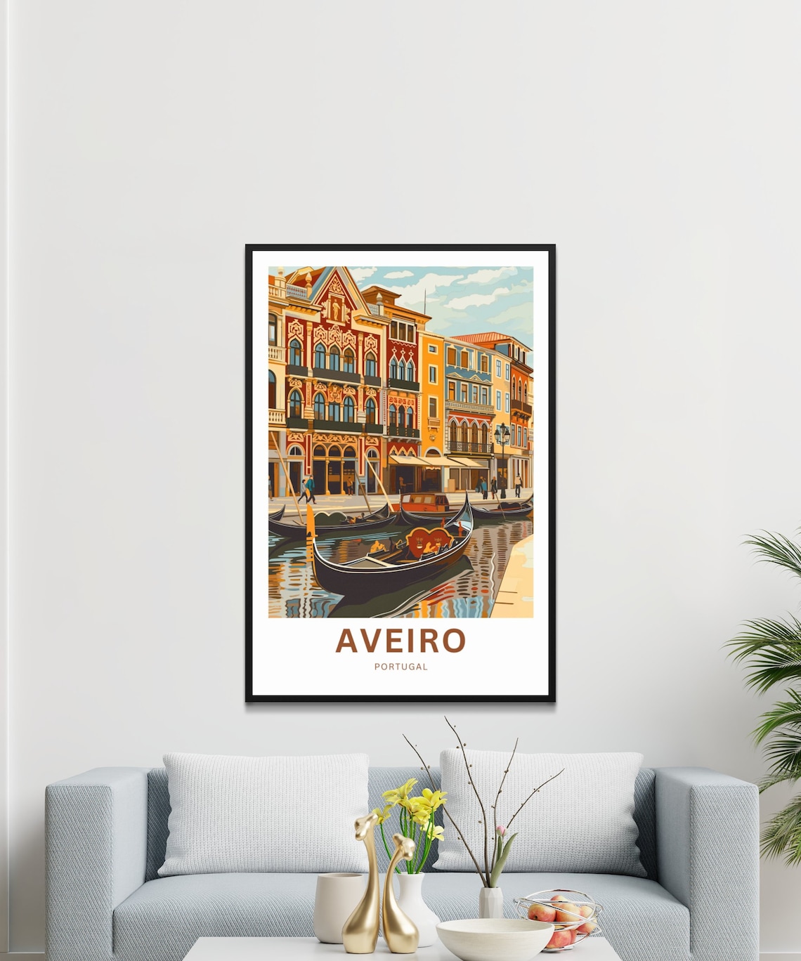Aveiro Portugal Gondola Interior Red Trim Canal Vintage Travel Poster - Image 3