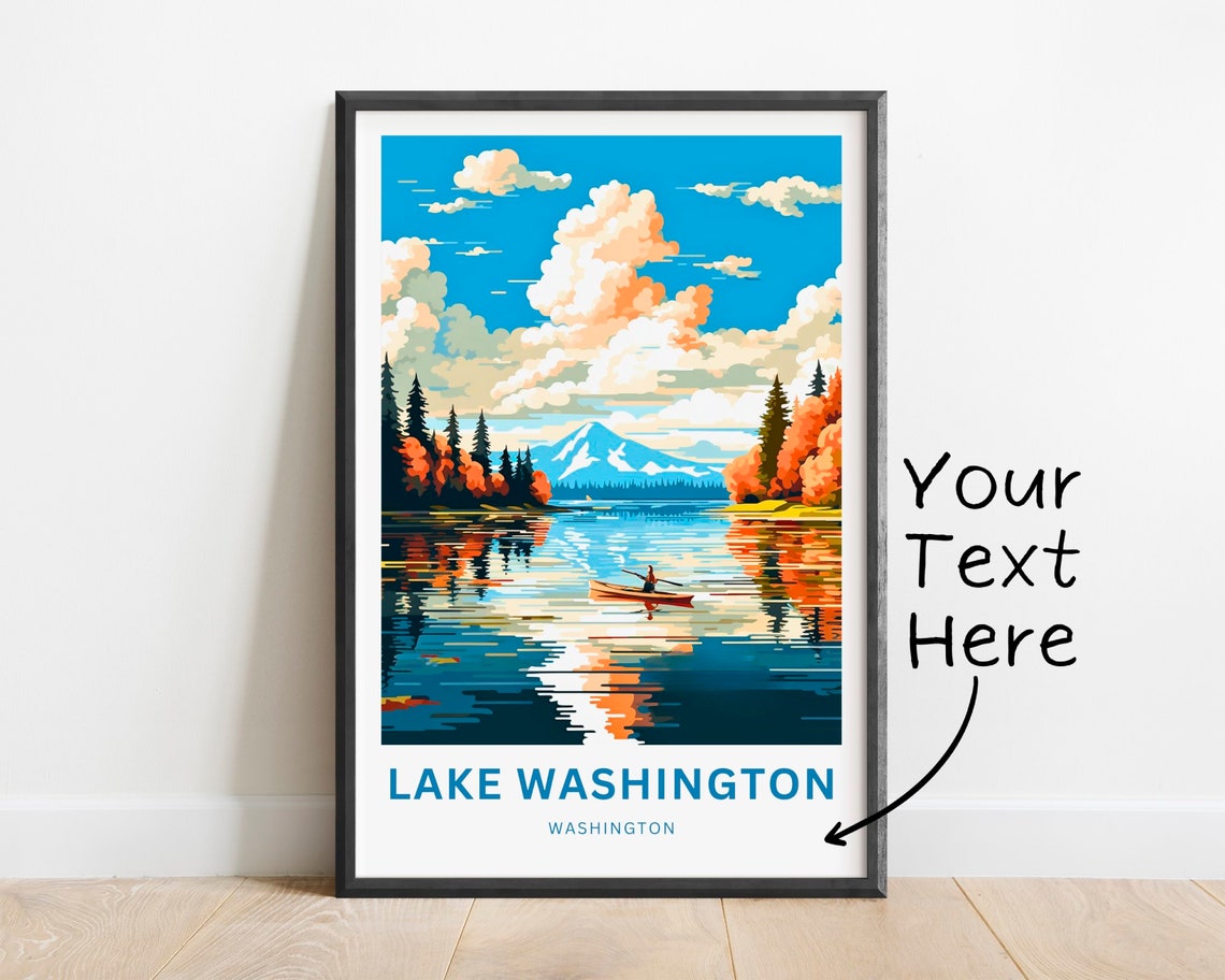 Lake Washington Personalized Autumn Kayak Fall Colors Poster
