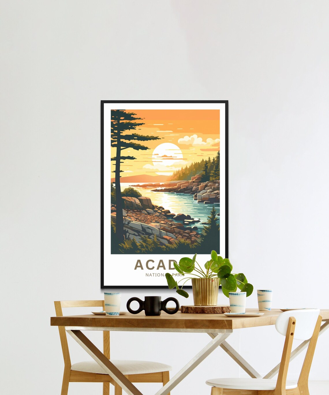 Acadia National Park Maine Glowing Sunset Rocky Coast Travel Poster - Image 4