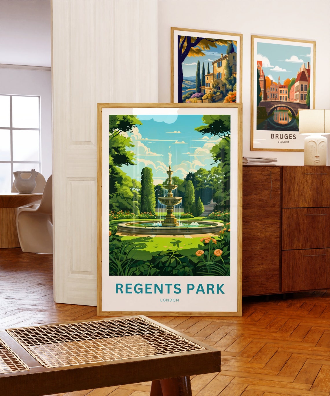 Regents Park London Gardens Fountain Customizable Travel Poster - Image 5