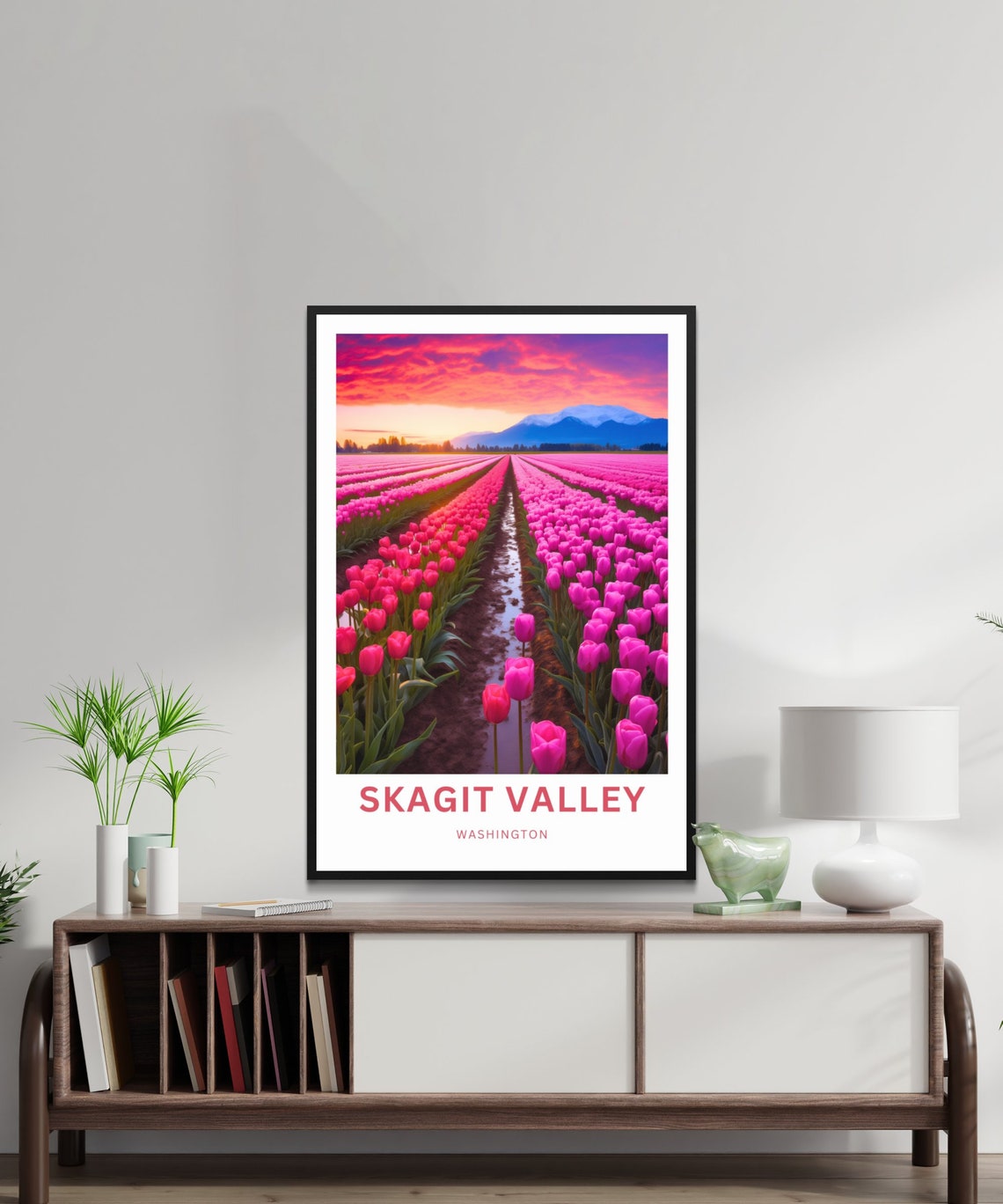 Skagit Valley Washington Tulip Field Personalized Sunset Poster - Image 4