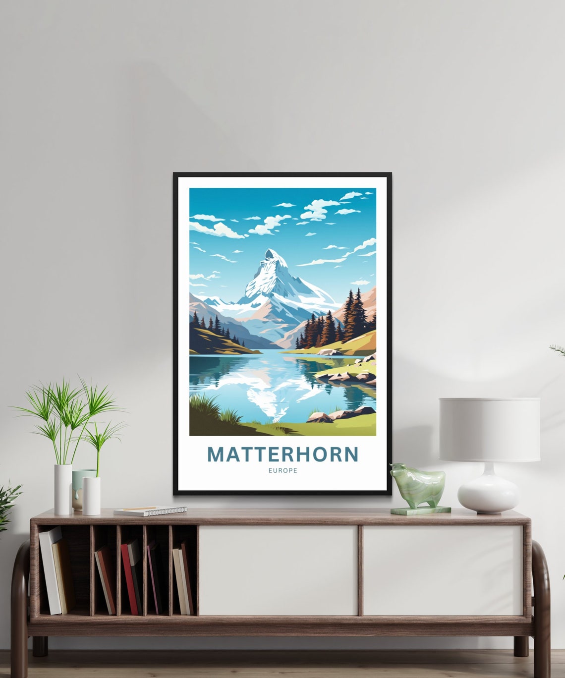 Matterhorn Europe Summer Alpine Lake Peak View Travel Poster - Image 2