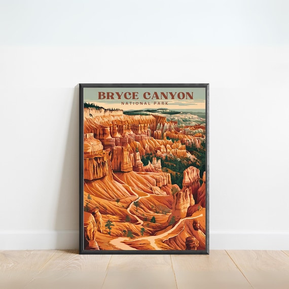 Bryce Canyon National Park Vintage Hoodoos Sunset View Poster
