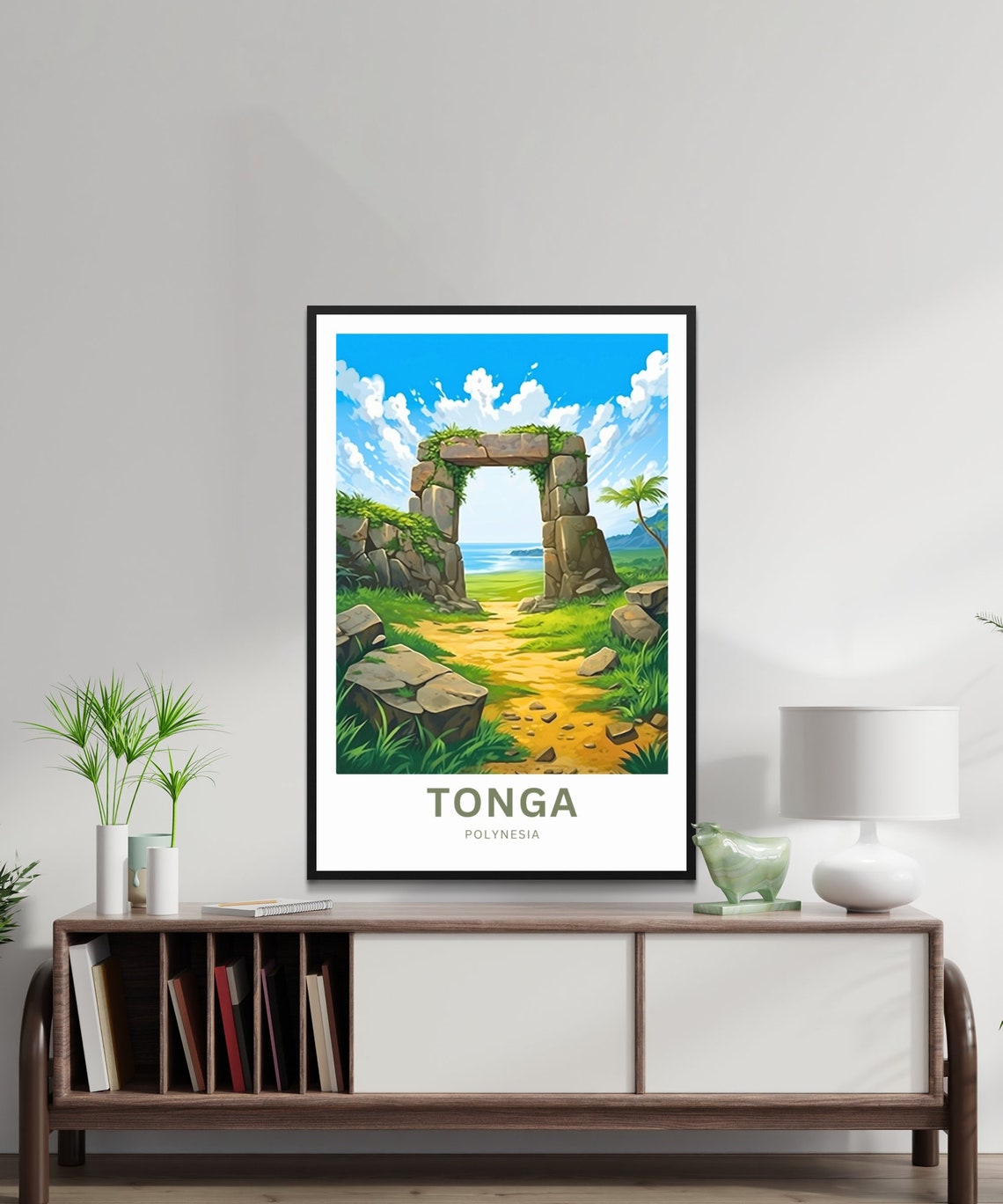 Tonga Polynesia Tropical Ancient Stone Arch Ocean View Poster - Image 3