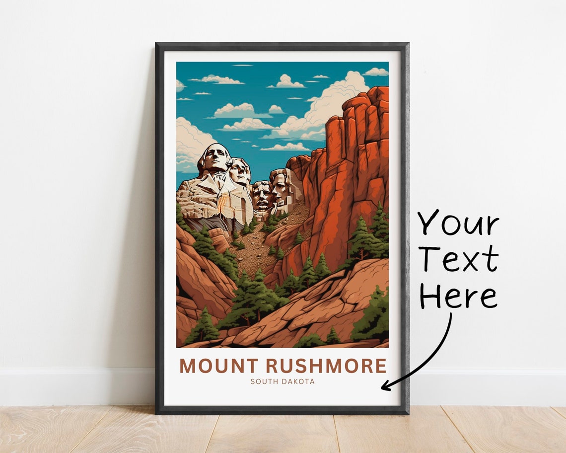 Mount Rushmore South Dakota Red Rock Personalized Travel Poster