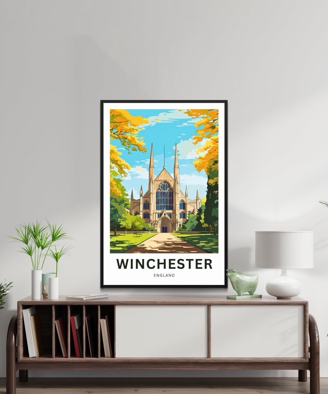 Winchester England Cathedral Autumn Trees Personalized Poster - Image 2