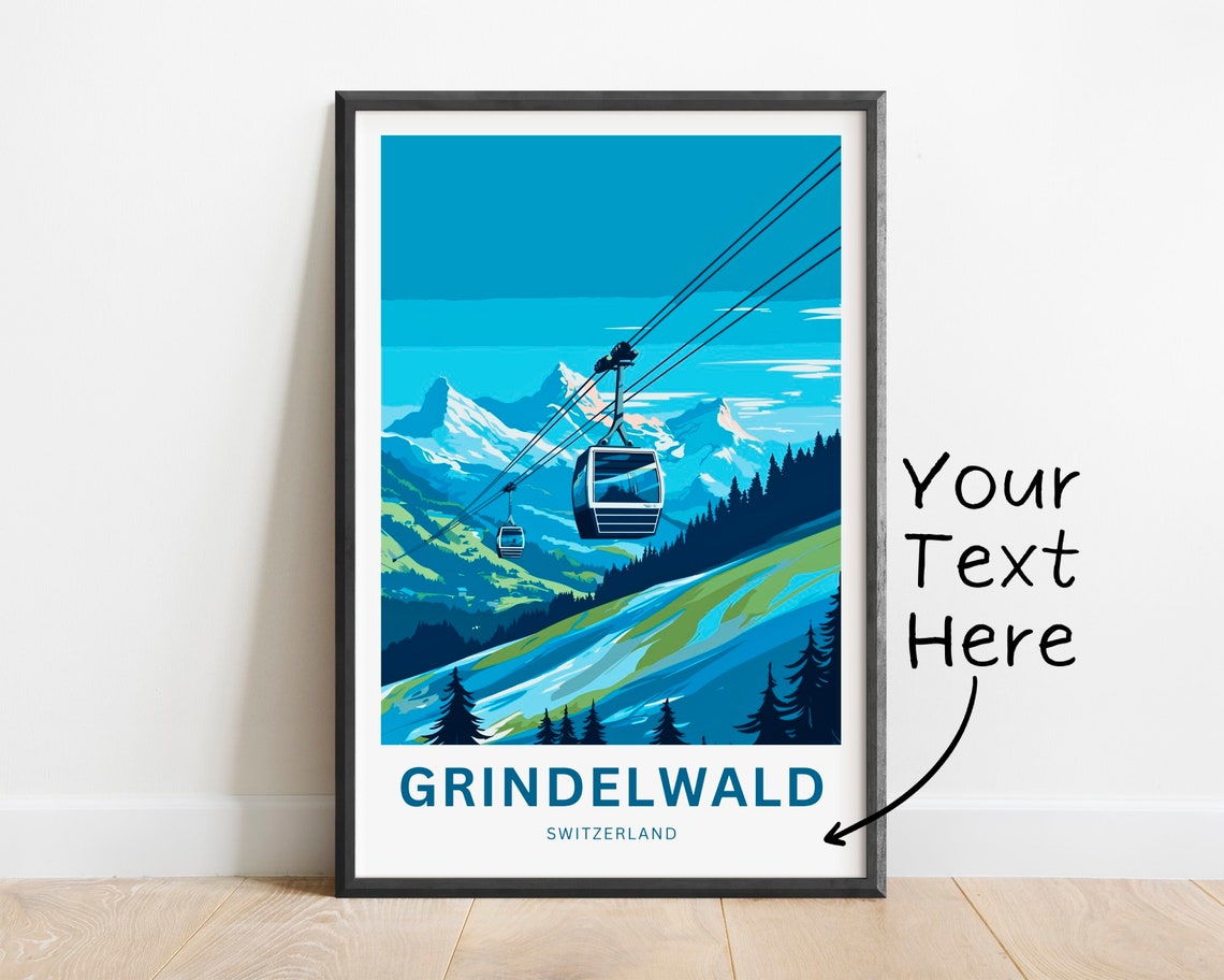Personalized Grindelwald Switzerland Gondola Ski Custom Travel Poster