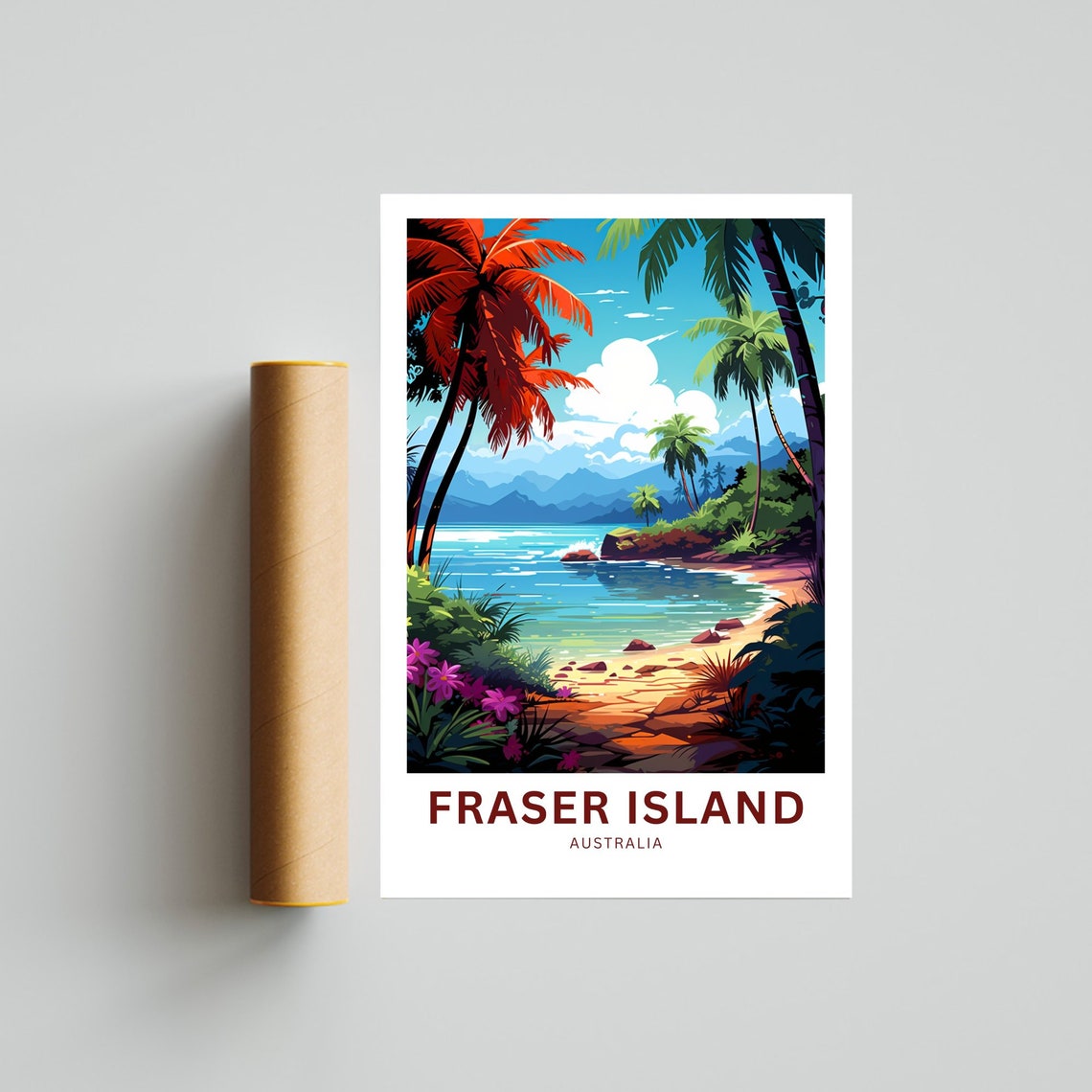Fraser Island Australia Tropical Cove Palm Trees Beach Poster - Image 4