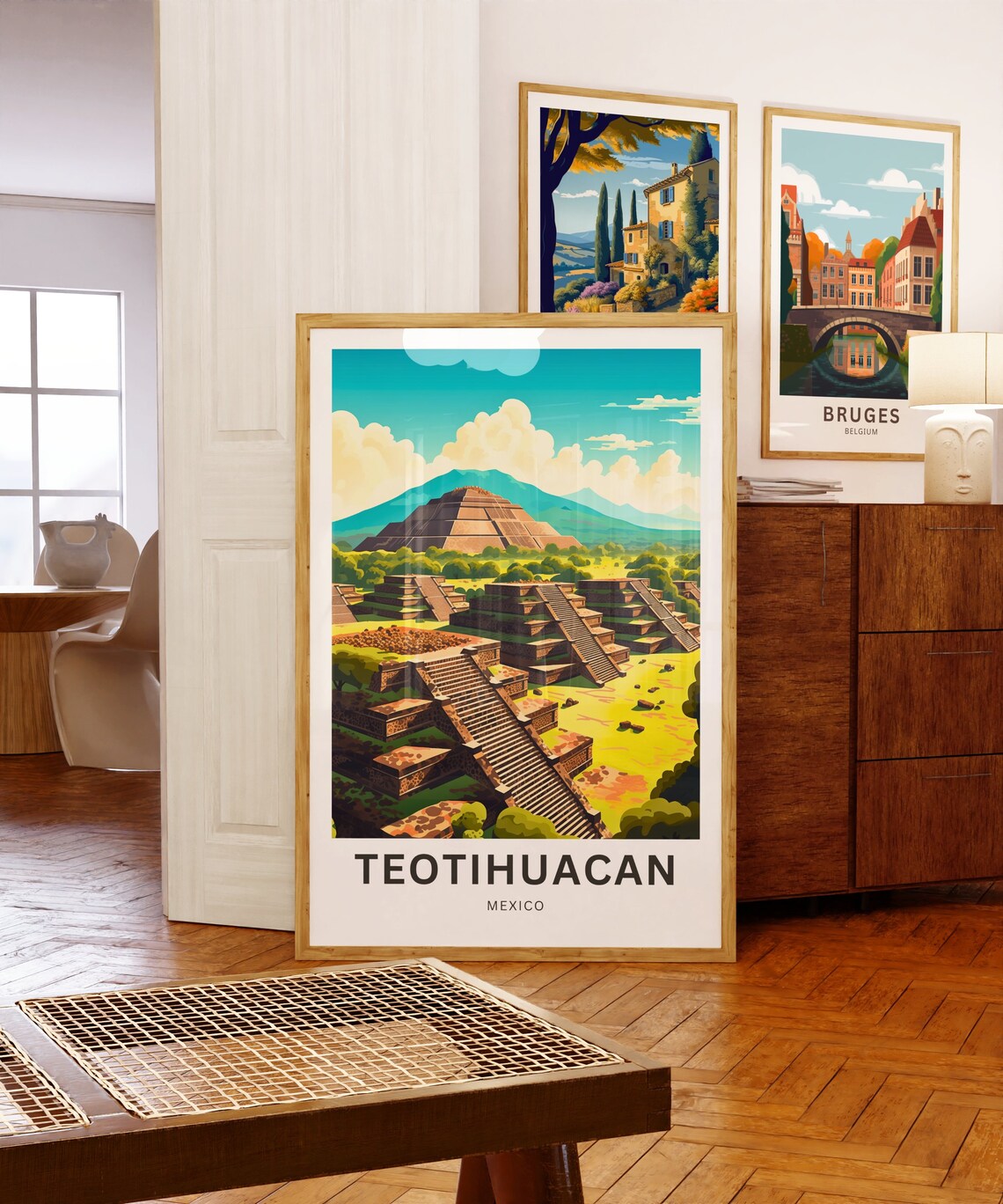 Teotihuacan Mexico Green Pyramid Plaza Ancient City Travel Poster - Image 5