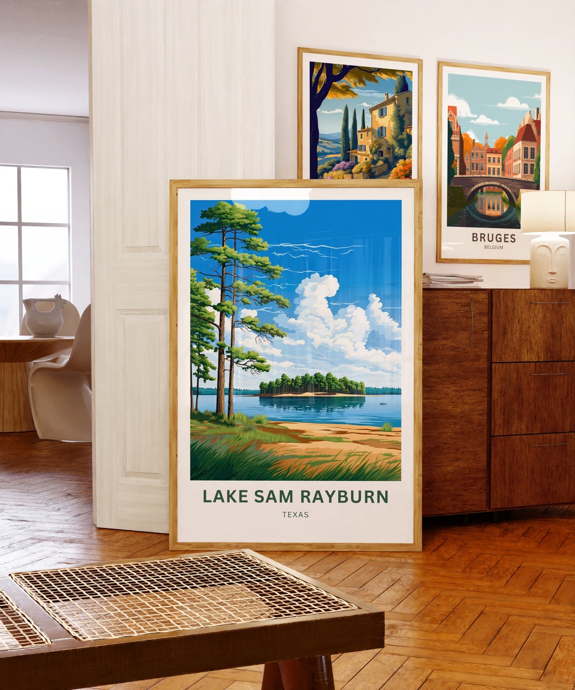 Lake Sam Rayburn Texas Pine Tree Lakeside Scenic Travel Poster - Image 5