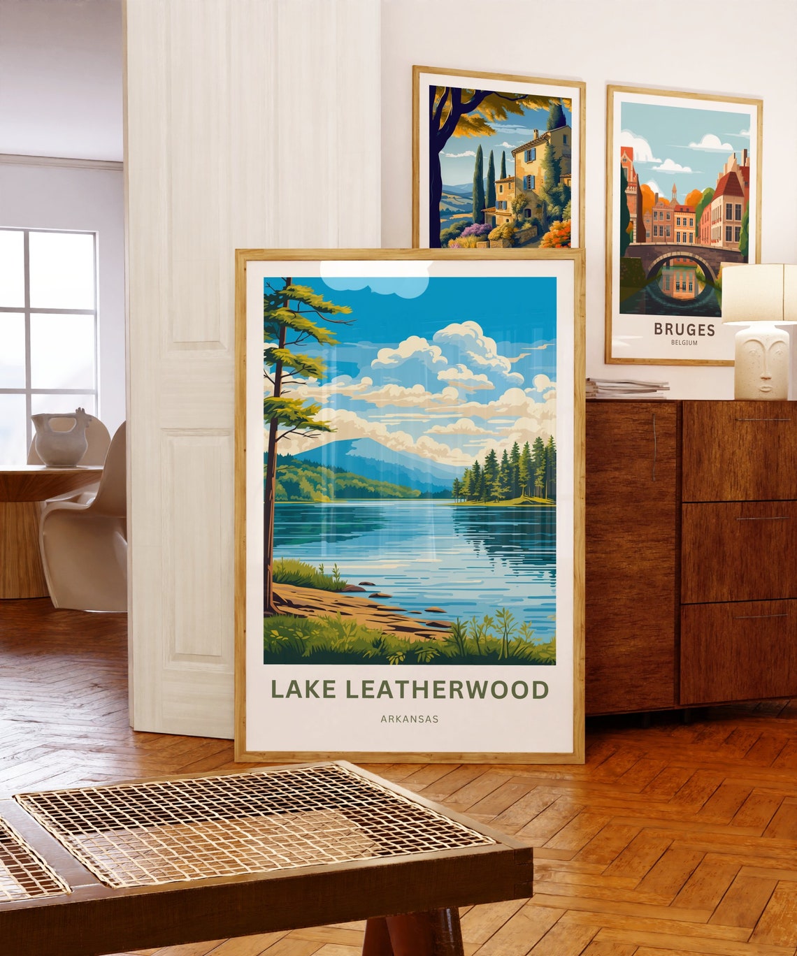 Lake Leatherwood Arkansas Lakeshore Pines Mountain Travel Poster - Image 5