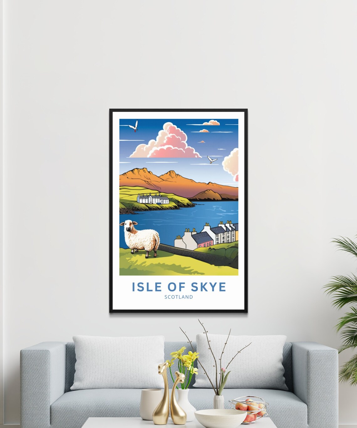 Isle of Skye Scotland Sheep Harbor Cottages Coastal Travel Poster - Image 5