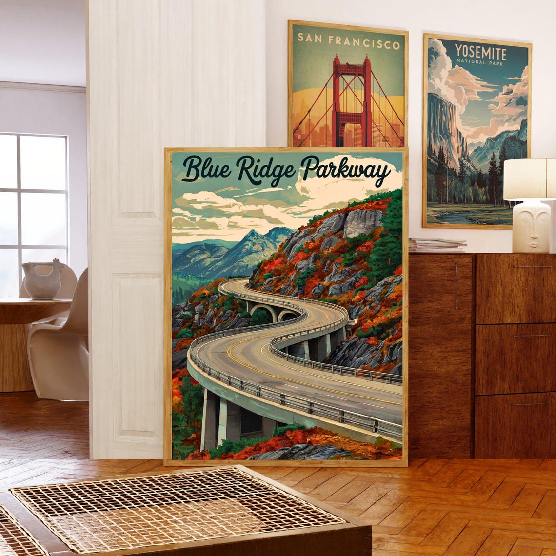 Blue Ridge Parkway Autumn Winding Mountain Highway Travel Poster - Image 5