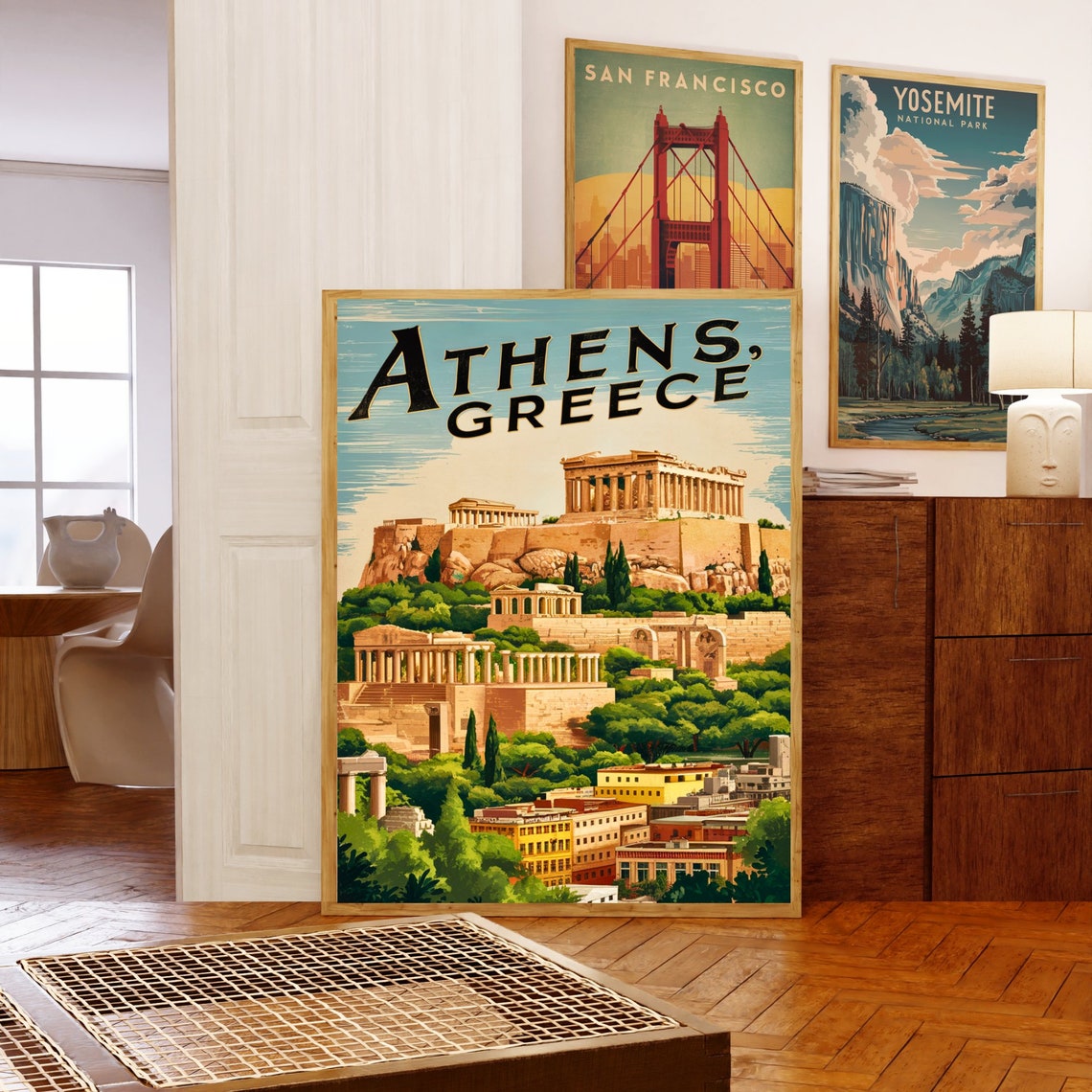 Athens Greece Acropolis Ancient Ruins Vintage Travel Poster Art - Image 5
