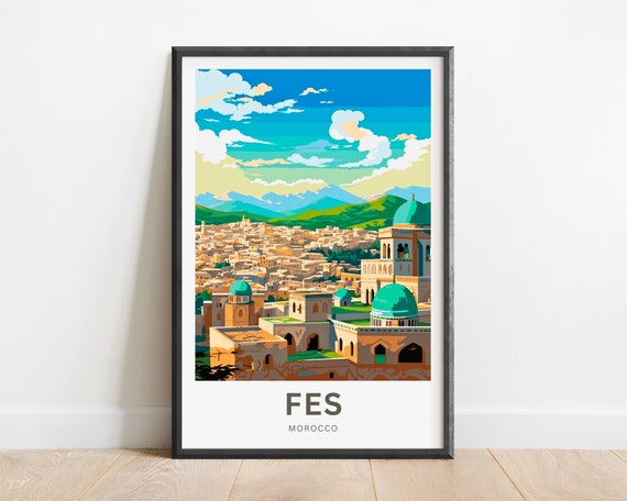Fes Travel Print Fes Poster Morocco Wall Art Framed Present Gift Morocco Present