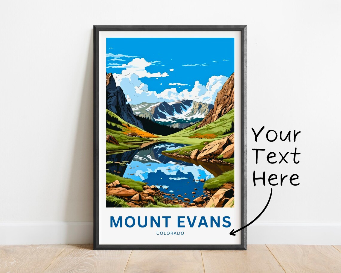 Personalized Mount Evans Travel Poster, Colorado