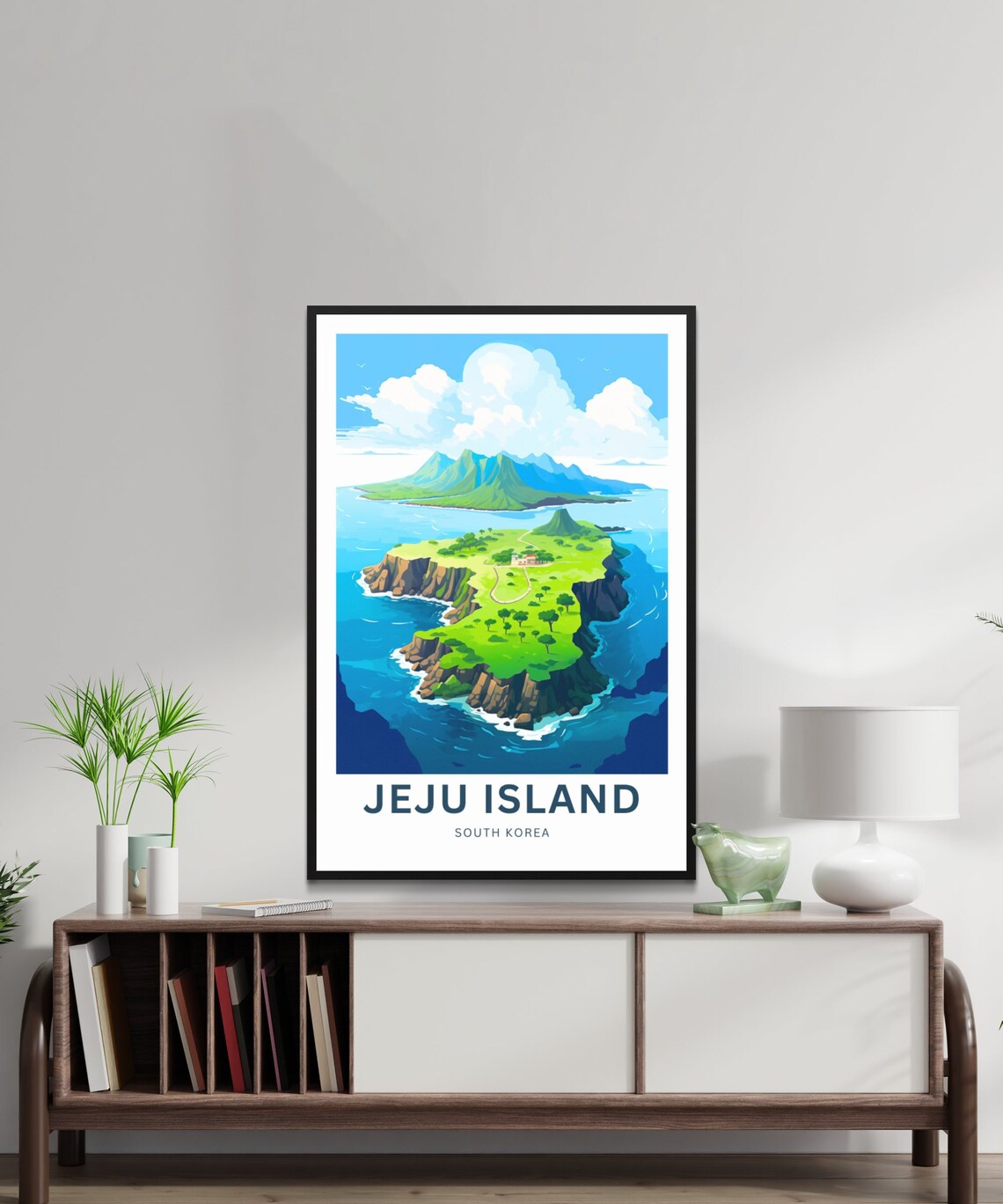 Jeju Island South Korea Aerial Volcanic Cliffs Coast Travel Poster - Image 2