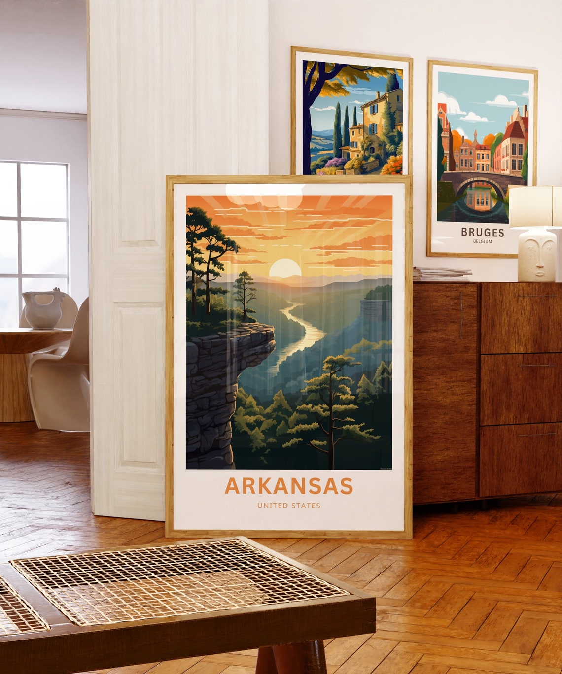 Personalized Arkansas Sunset River Valley Cliff Custom Travel Poster - Image 5