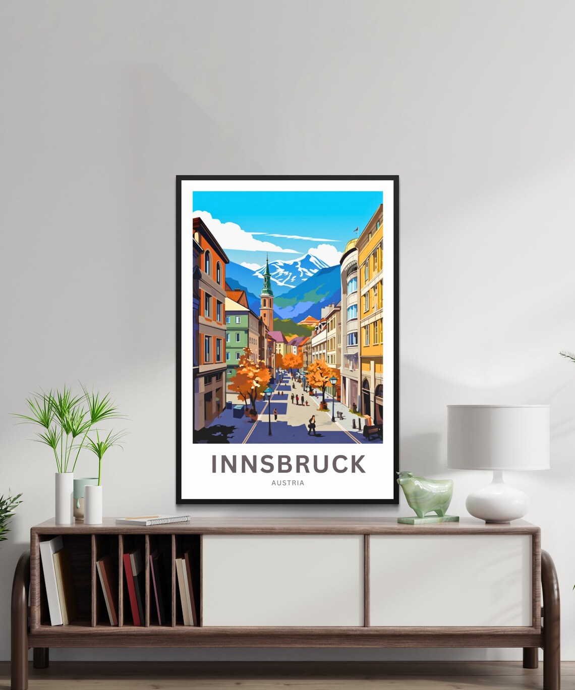 Innsbruck Austria Old Town Street Mountain View Custom Travel Poster - Image 2