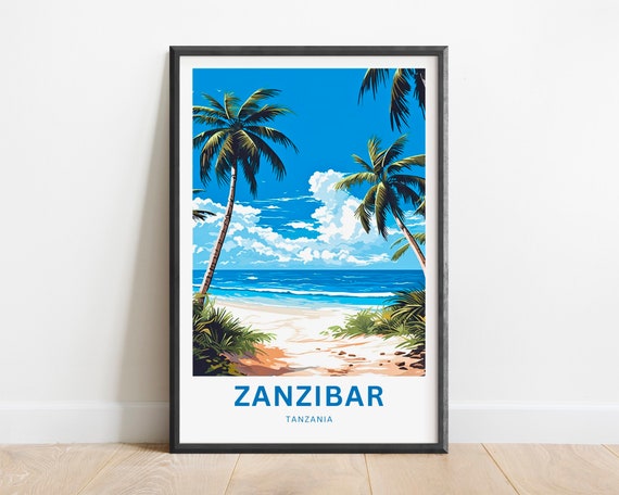 Zanzibar Travel Print Zanzibar Poster Tanzania Wall Art Framed Present Gift Tanzania Present