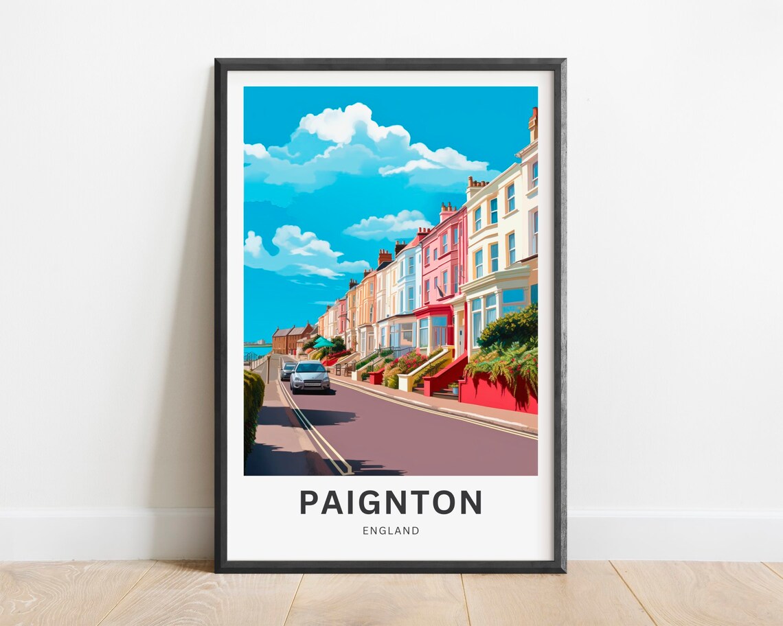 Paignton England Pastel Terraces Sunny Street Seaside Poster
