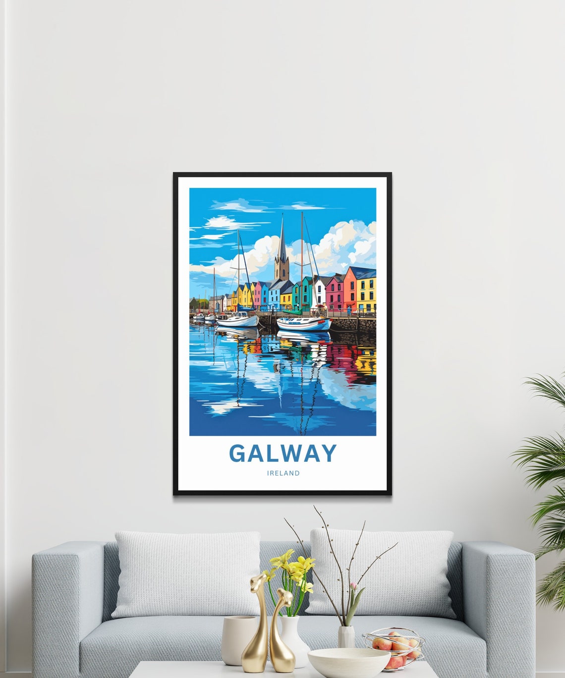 Galway Personalized Ireland Colorful Harbor and Boats Poster - Image 3