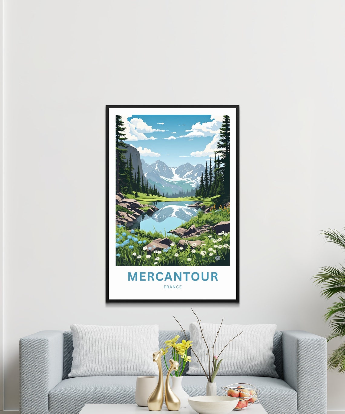Mercantour France Mountain Lake Reflection Flower Travel Poster - Image 3