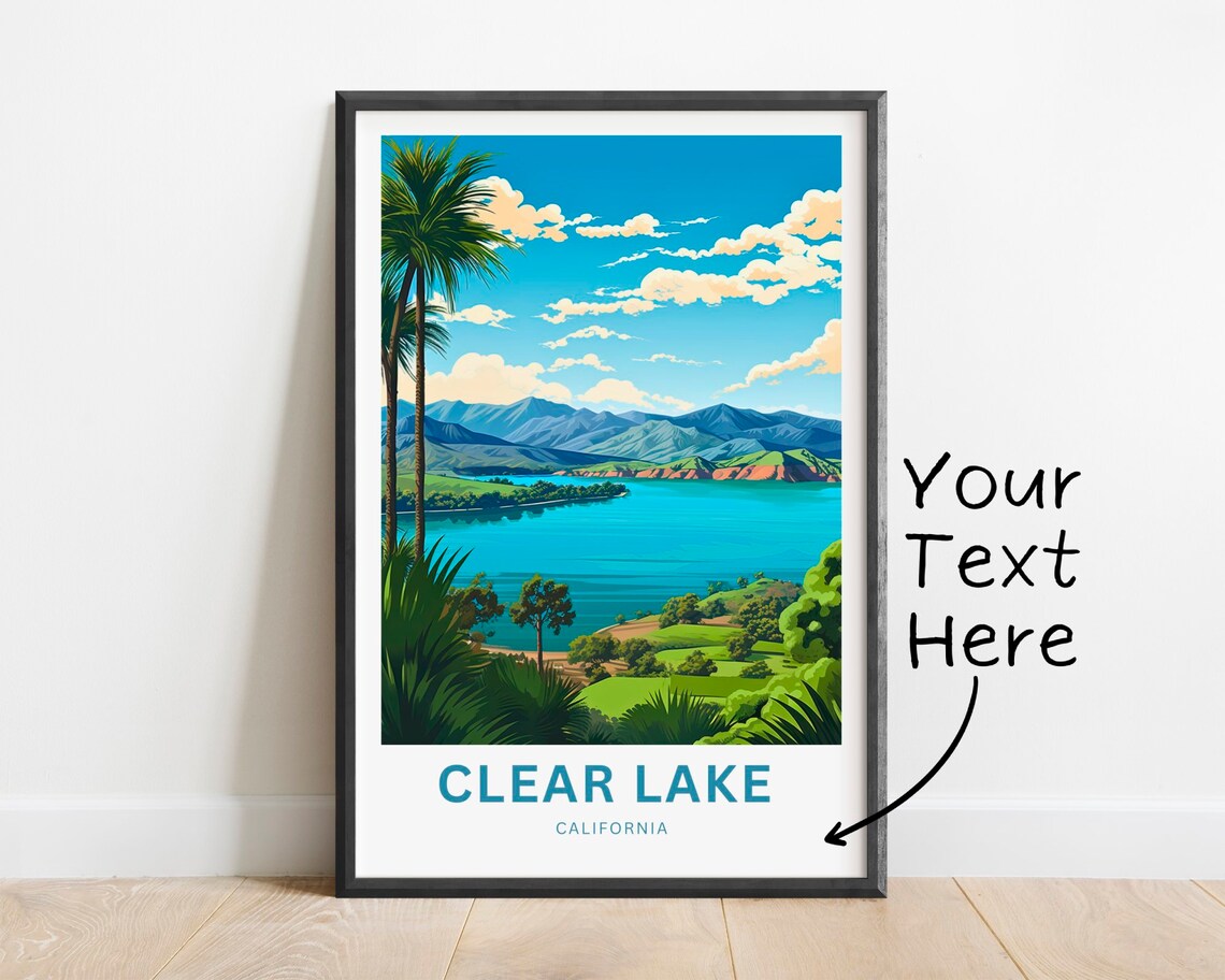 Clear Lake California Personalized Twin Palms Island View Lake Poster