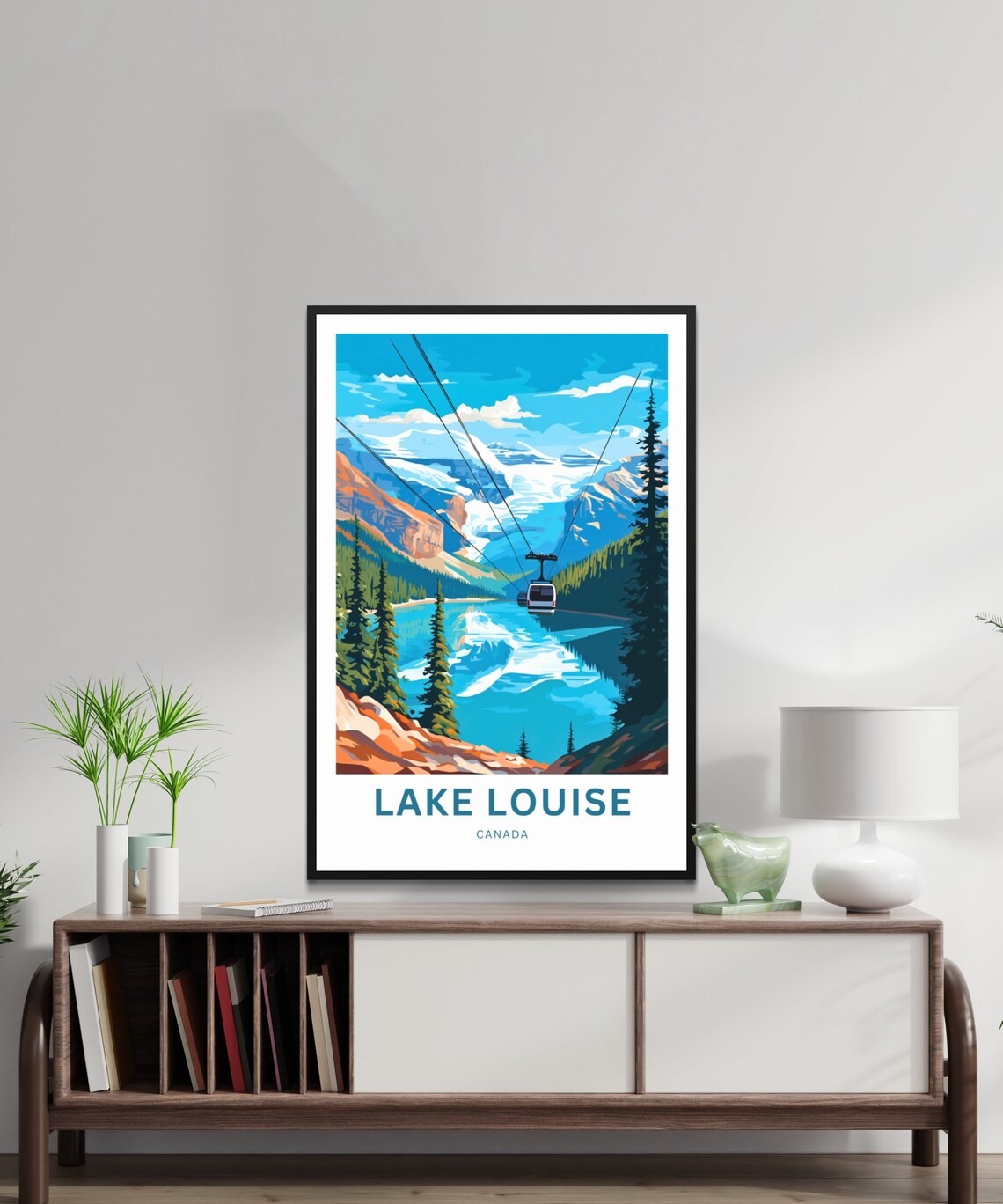 Lake Louise Canada Cable Gondola Blue Lake Retro Travel Poster Art - Image 2