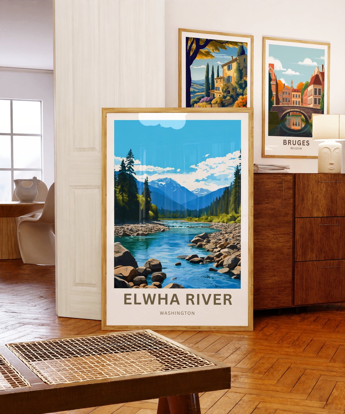 Elwha River Washington Blue River Rapids Rocky Peaks Travel Poster - Image 5