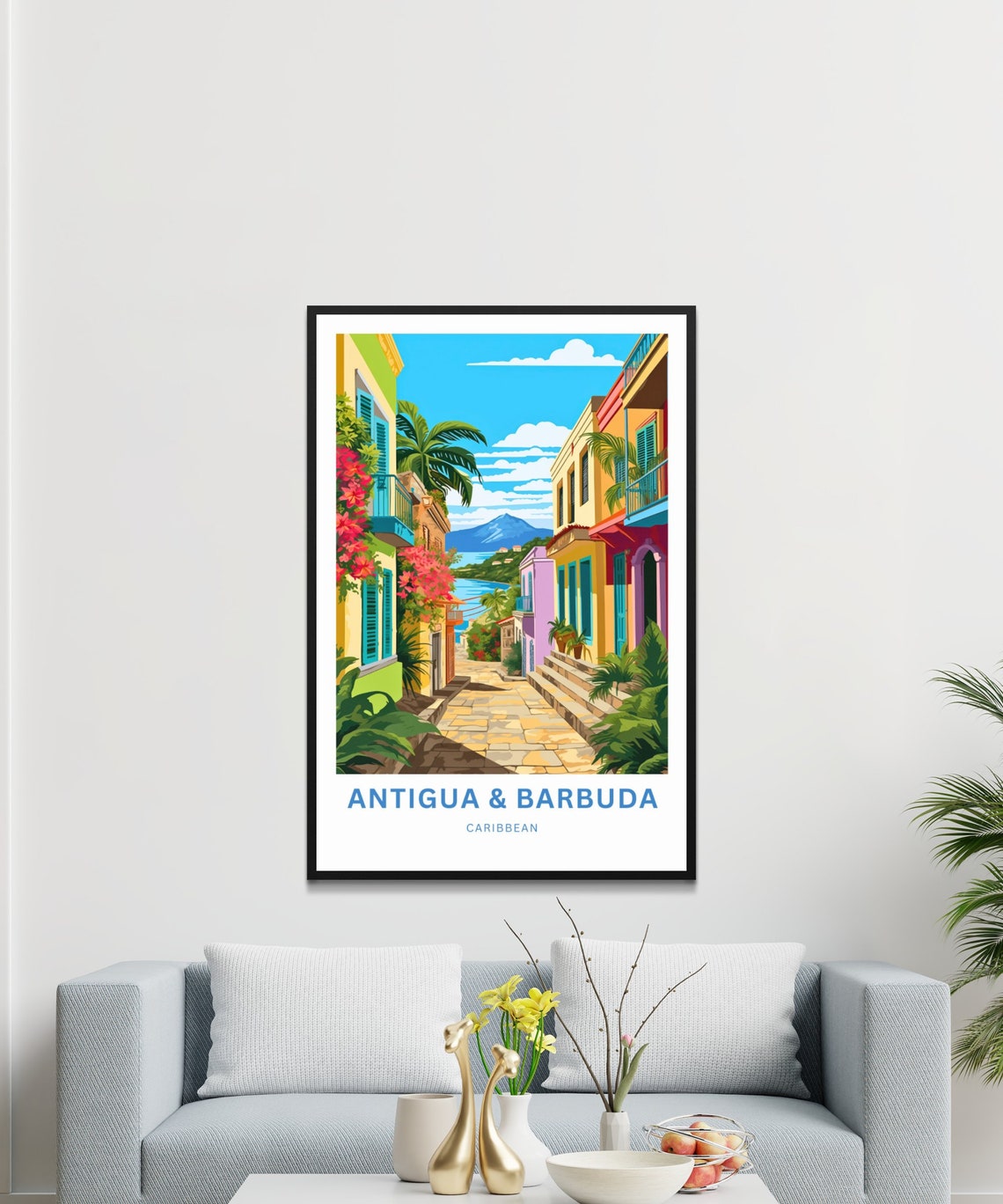 Antigua And Barbuda Travel Print Antigua And Barbuda Poster Caribbean Wall Art Gift Antigua And Barbuda Decor Present Personalized Text - Image 3