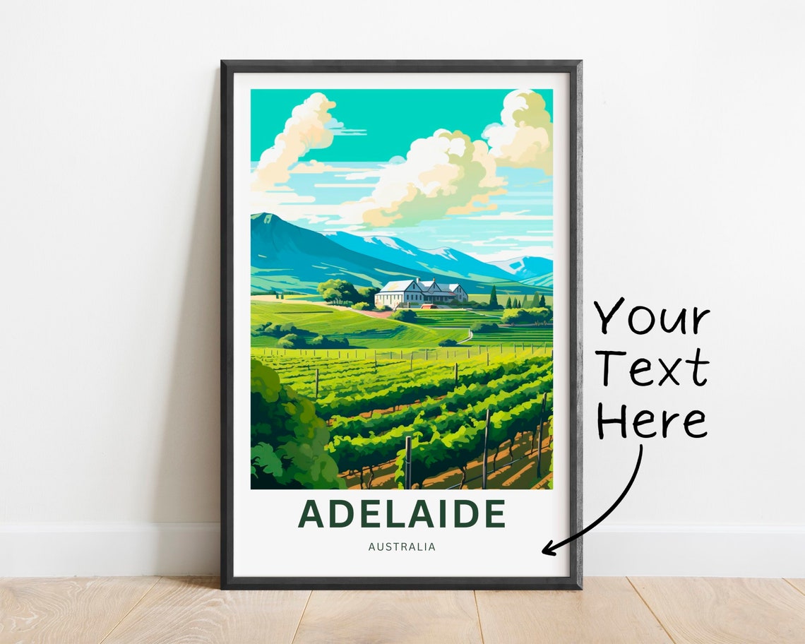 Personalized Adelaide Australia Vineyard Rows Vintage Travel Poster