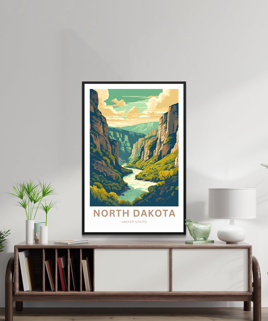 North Dakota Personalized River Canyon Gorge United States Poster - Image 2