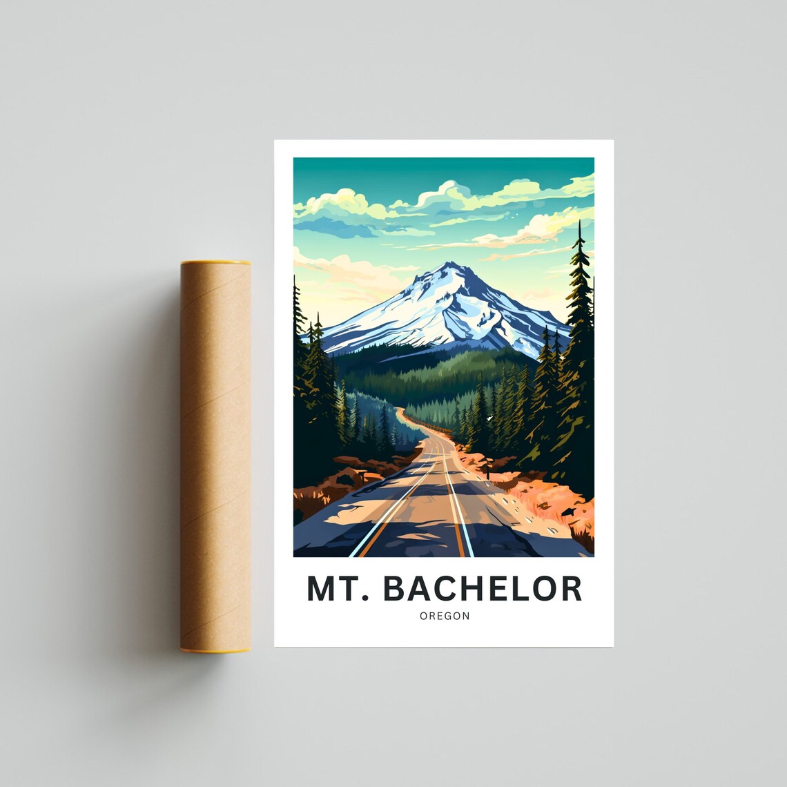 Mount Bachelor Travel Poster, Oregon Wall Art Print - Image 4