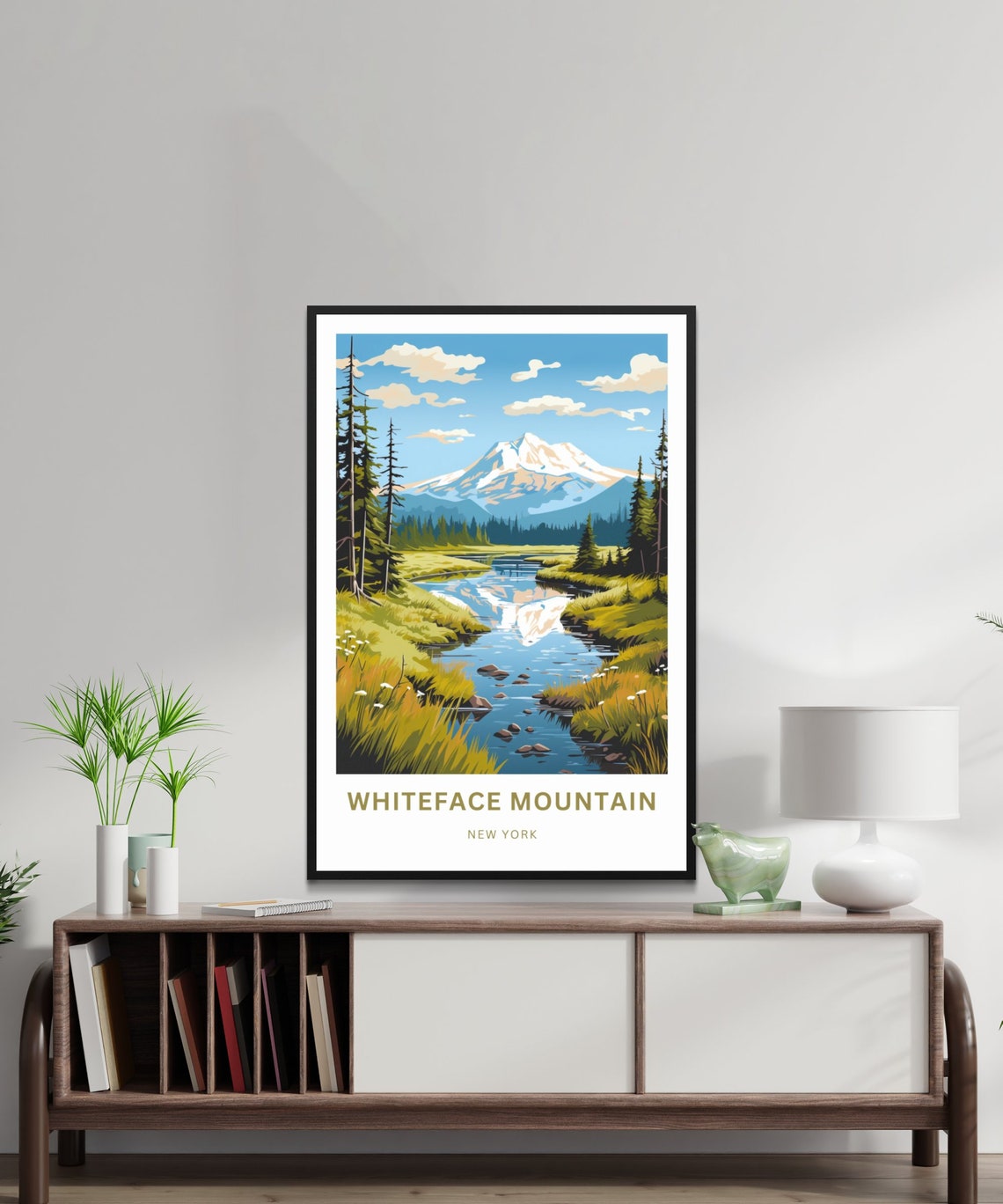 Personalized Whiteface Mountain NY Stream Valley Travel Poster - Image 2