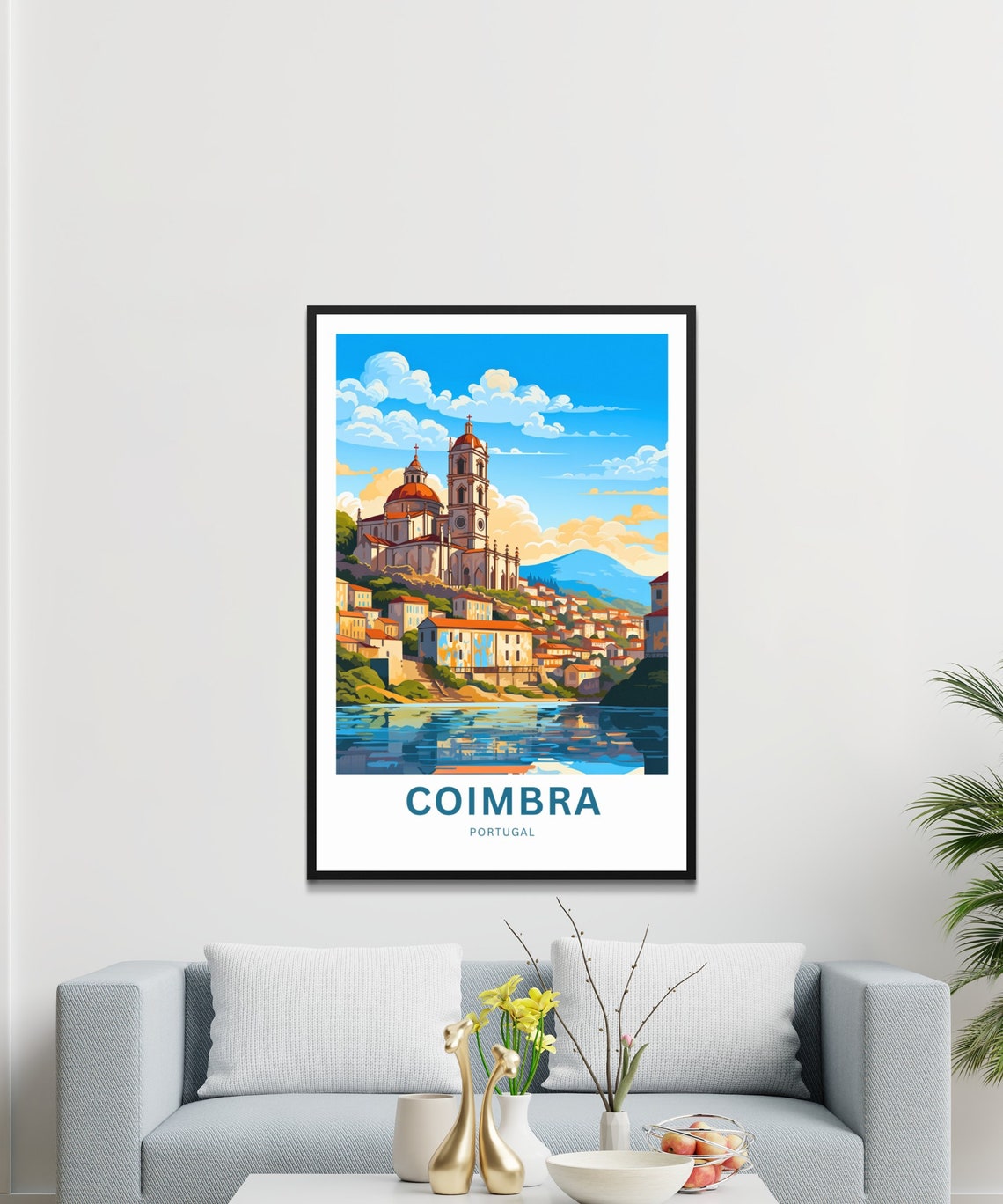 Coimbra Portugal Cathedral River View Colorful Rooftops Poster - Image 3