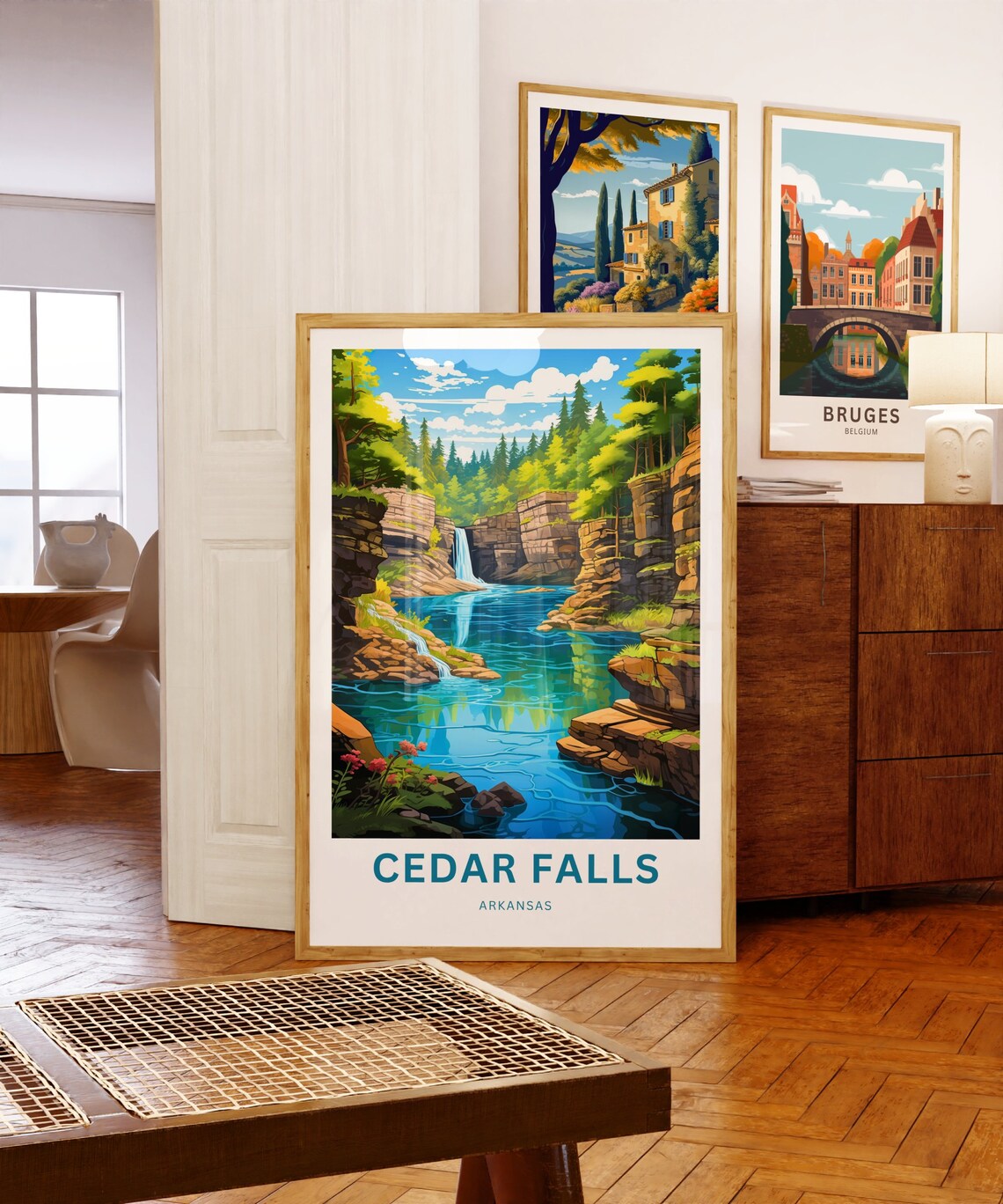 Cedar Falls Arkansas Red Rock Canyon River Falls Travel Poster - Image 5