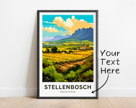 Personalized Stellenbosch Travel Print Stellenbosch Poster South Africa Wall Art Framed Present Gift South Africa Present