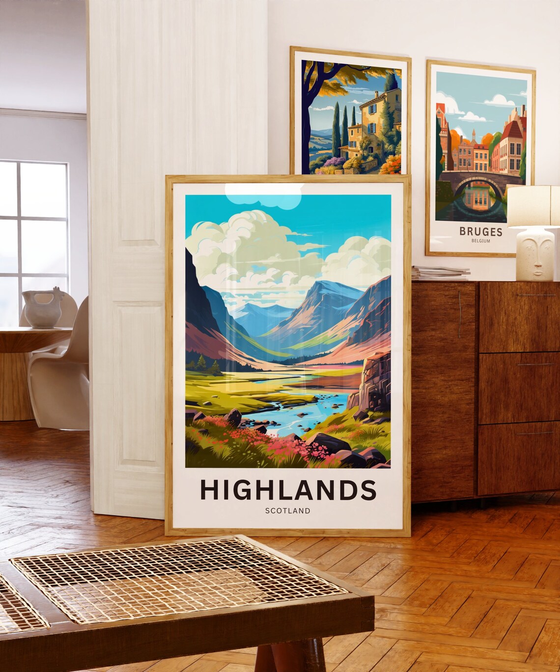 Scottish Highlands River Peaks Vintage Travel Poster Heather Gift - Image 5