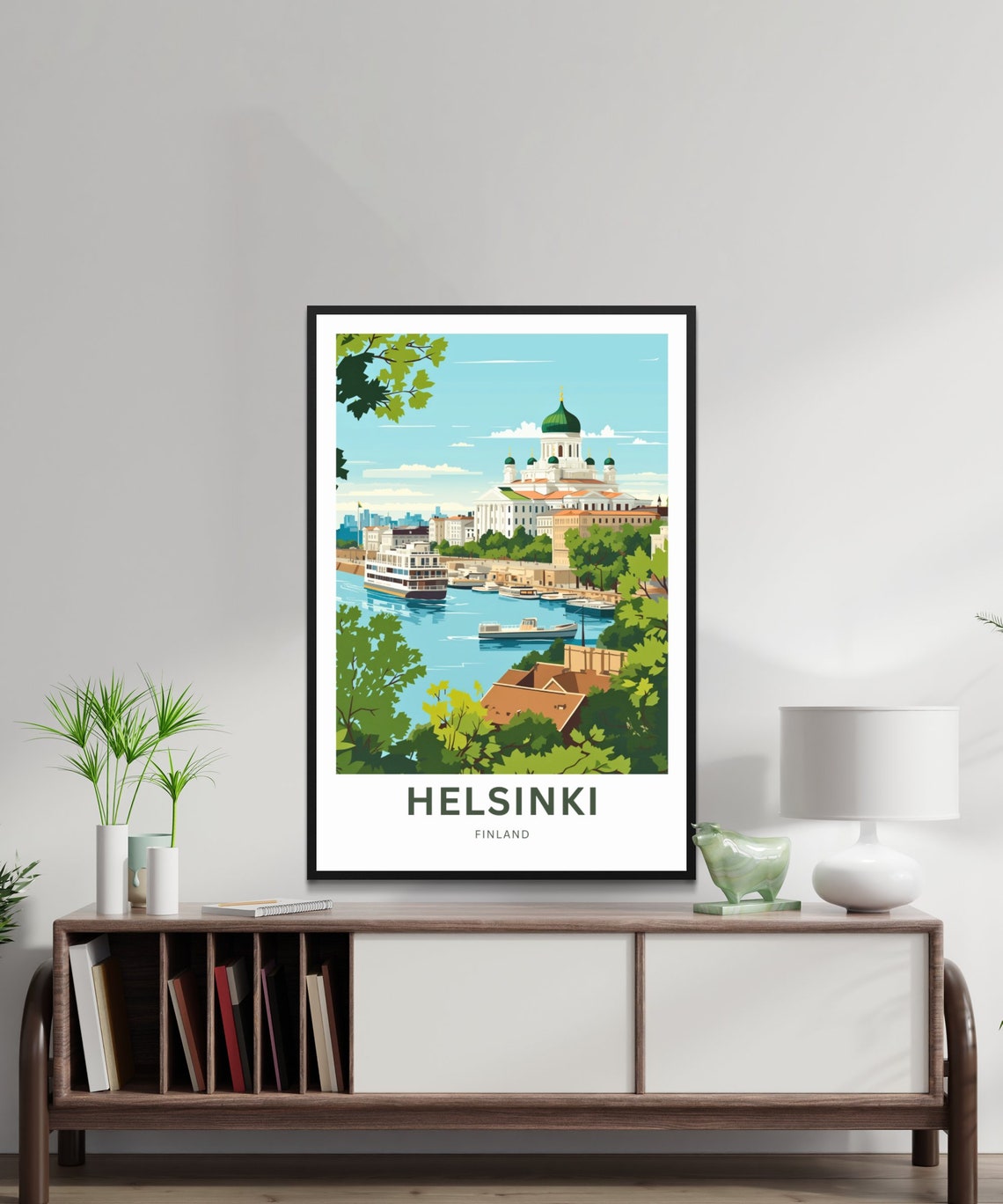 Helsinki Finland Green Domes Harbor Summer Waterfront View Poster - Image 2