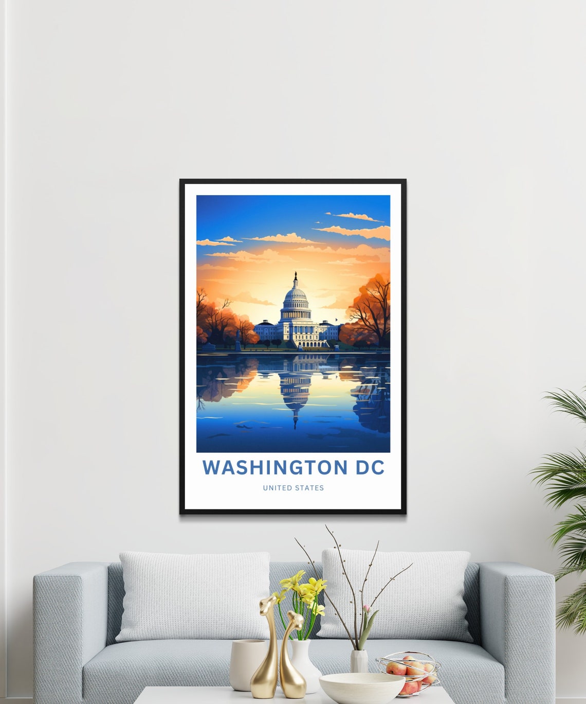 Washington DC US Capitol Reflection Personalized Travel Poster - Image 3