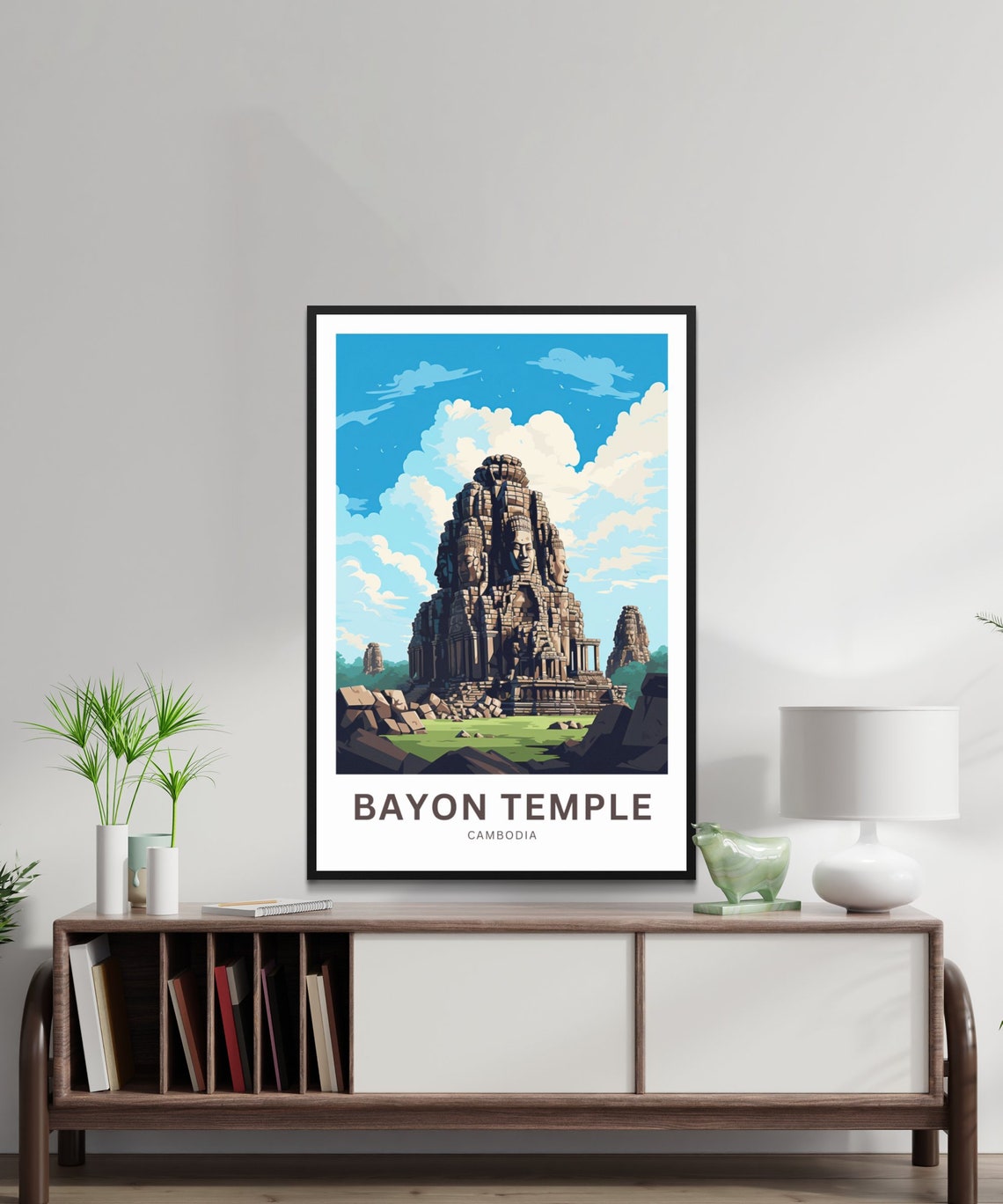 Bayon Temple Cambodia Stone Faces Angkor Vintage Travel Poster - Image 2