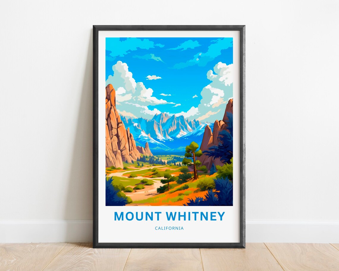 Mount Whitney California Travel Poster, Wall Art Print