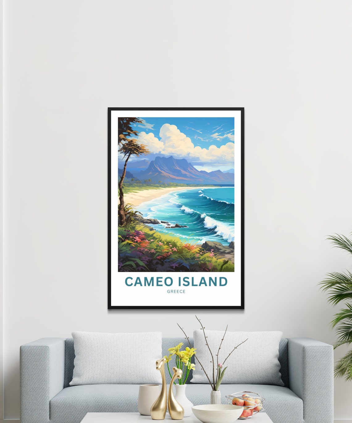 Cameo Island Greece Rolling Surf Rocky Shoreline Travel Poster - Image 3