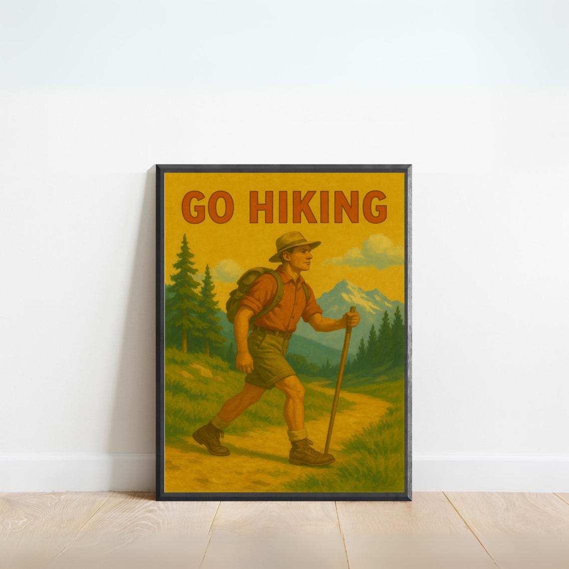 Hiking Poster Retro Adventure Wall Art For Hikers And Nature Enthusiasts